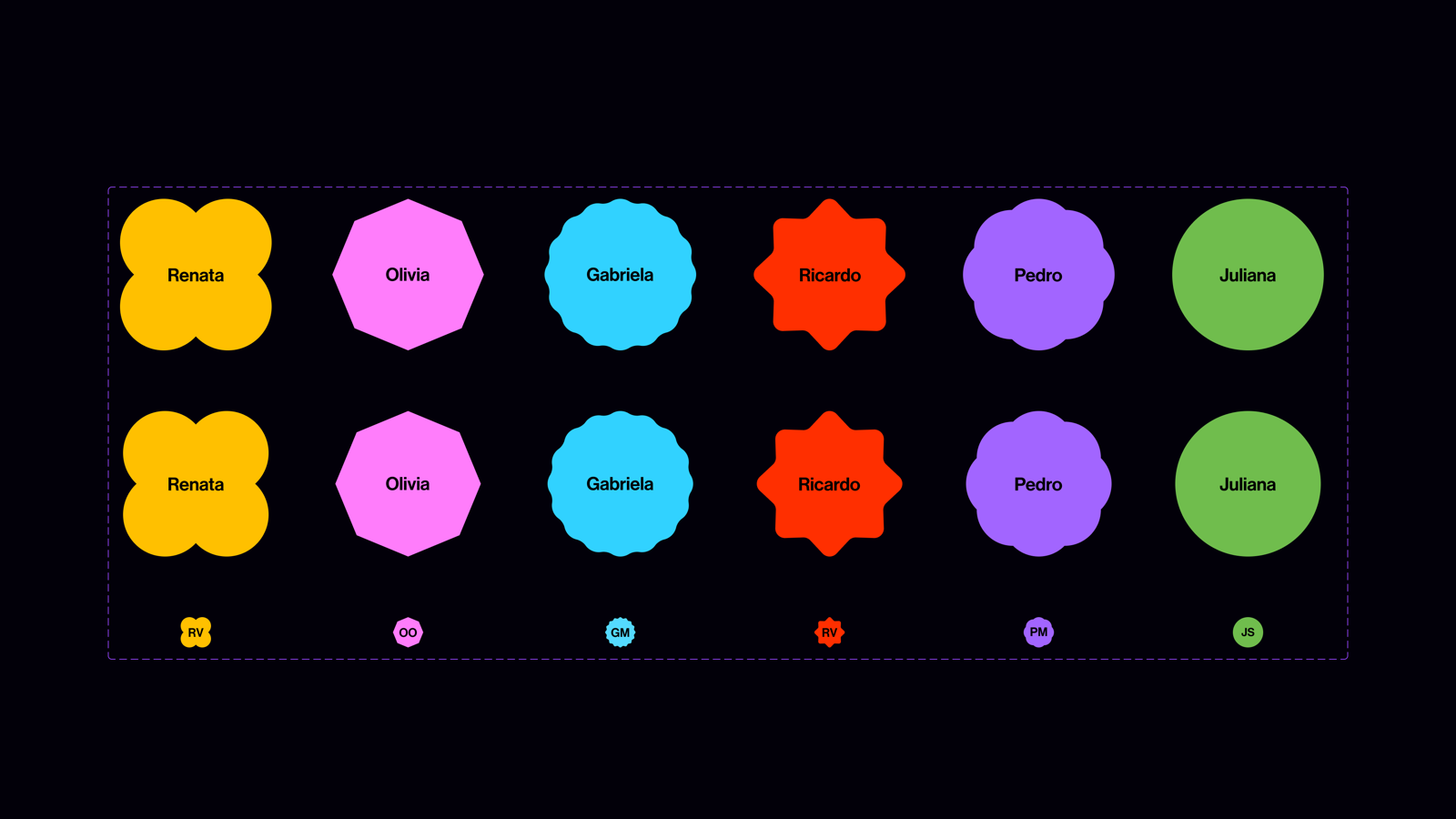 App Split · componentes e avatares
