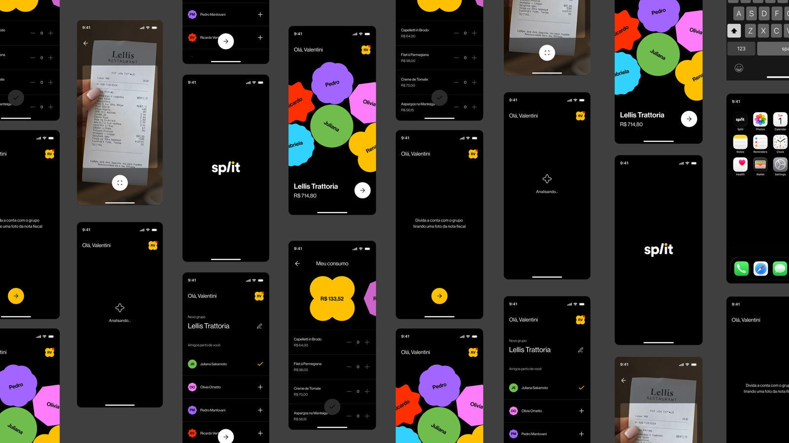 App Split · todas as telas
